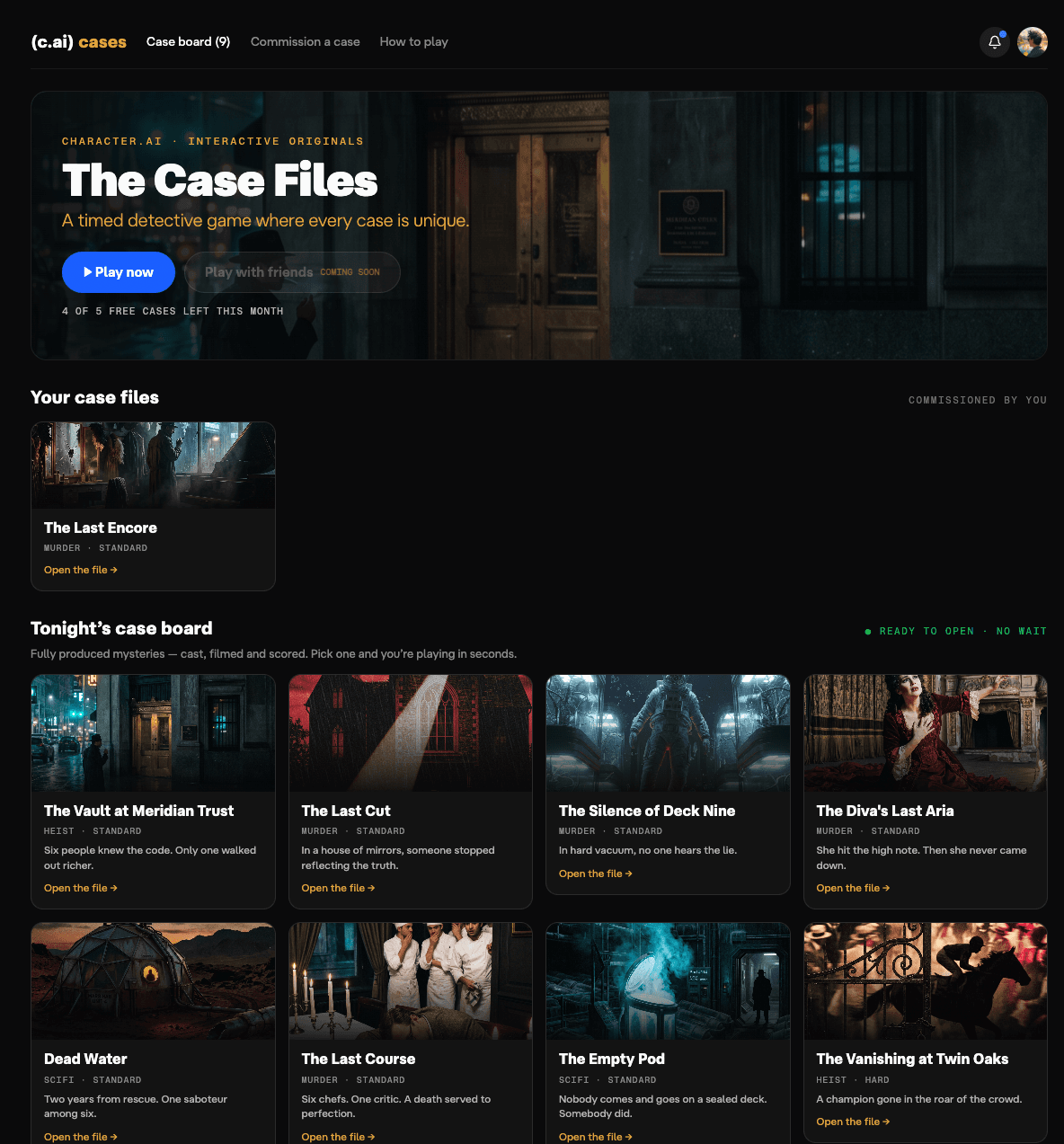 Case Files case board