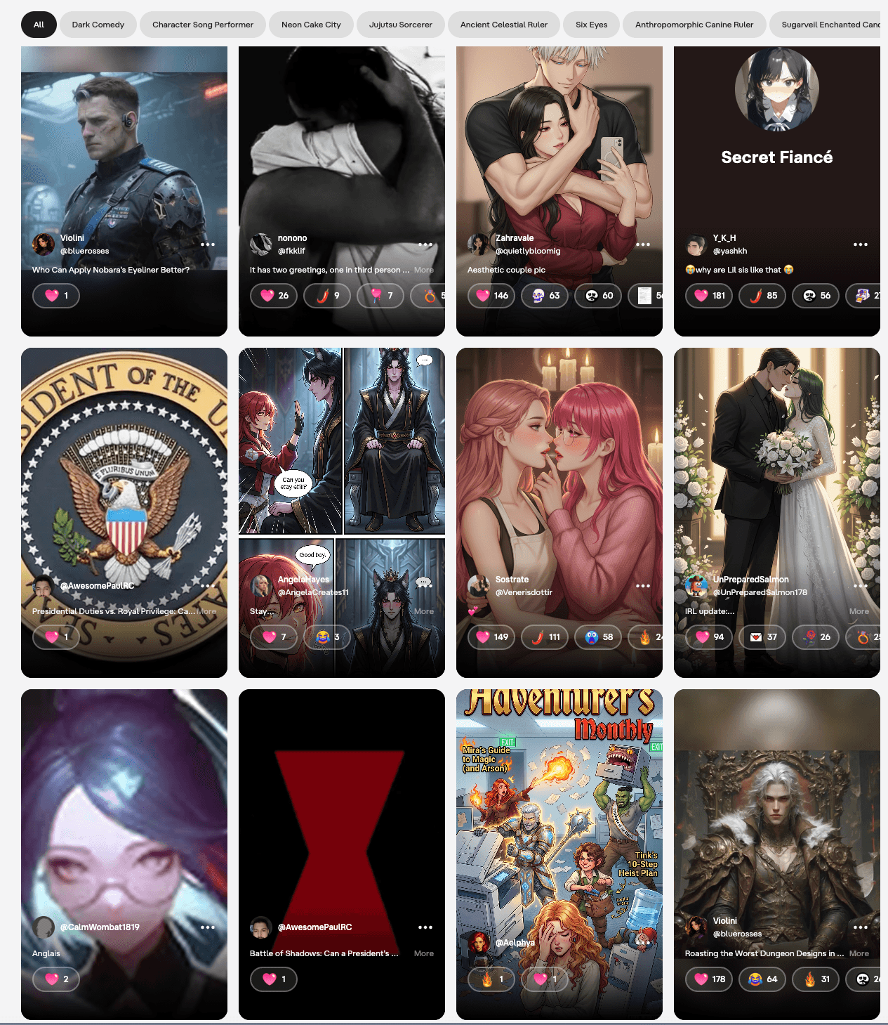 Character.AI multimodal content feed